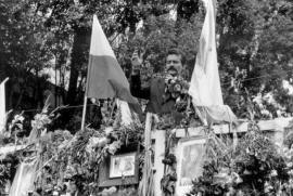 Lech Wałęsa durante le proteste