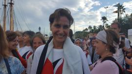 Jaldia Abu Bakkra, palestinese residente in Spagna, è in viaggio sulla Barca delle donne per Gaza