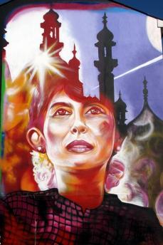 Murales dedicato ad Aung San Suu Kyi nella città di Brighton ( Foto di duncan)