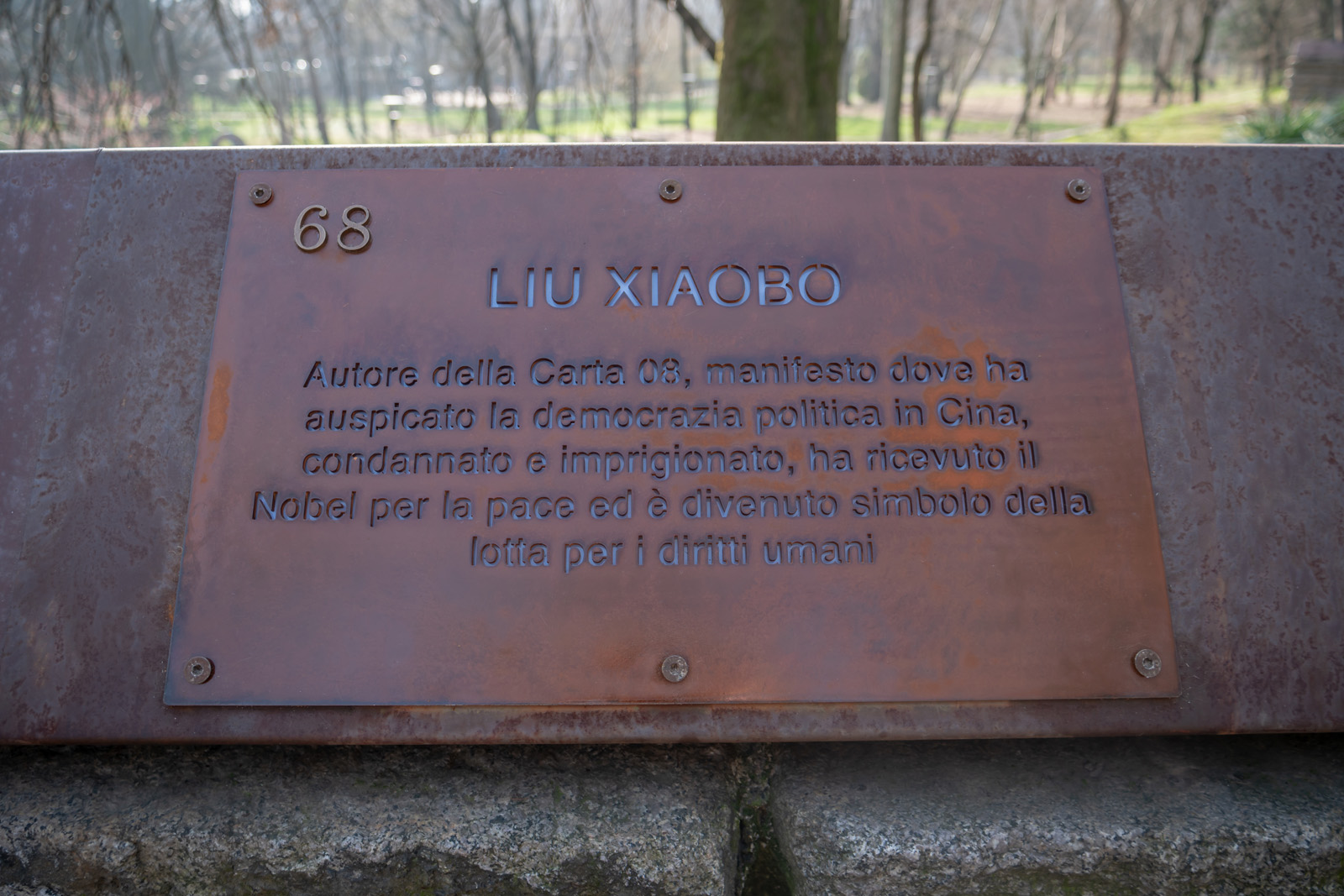 La targa per Liu Xiaobo