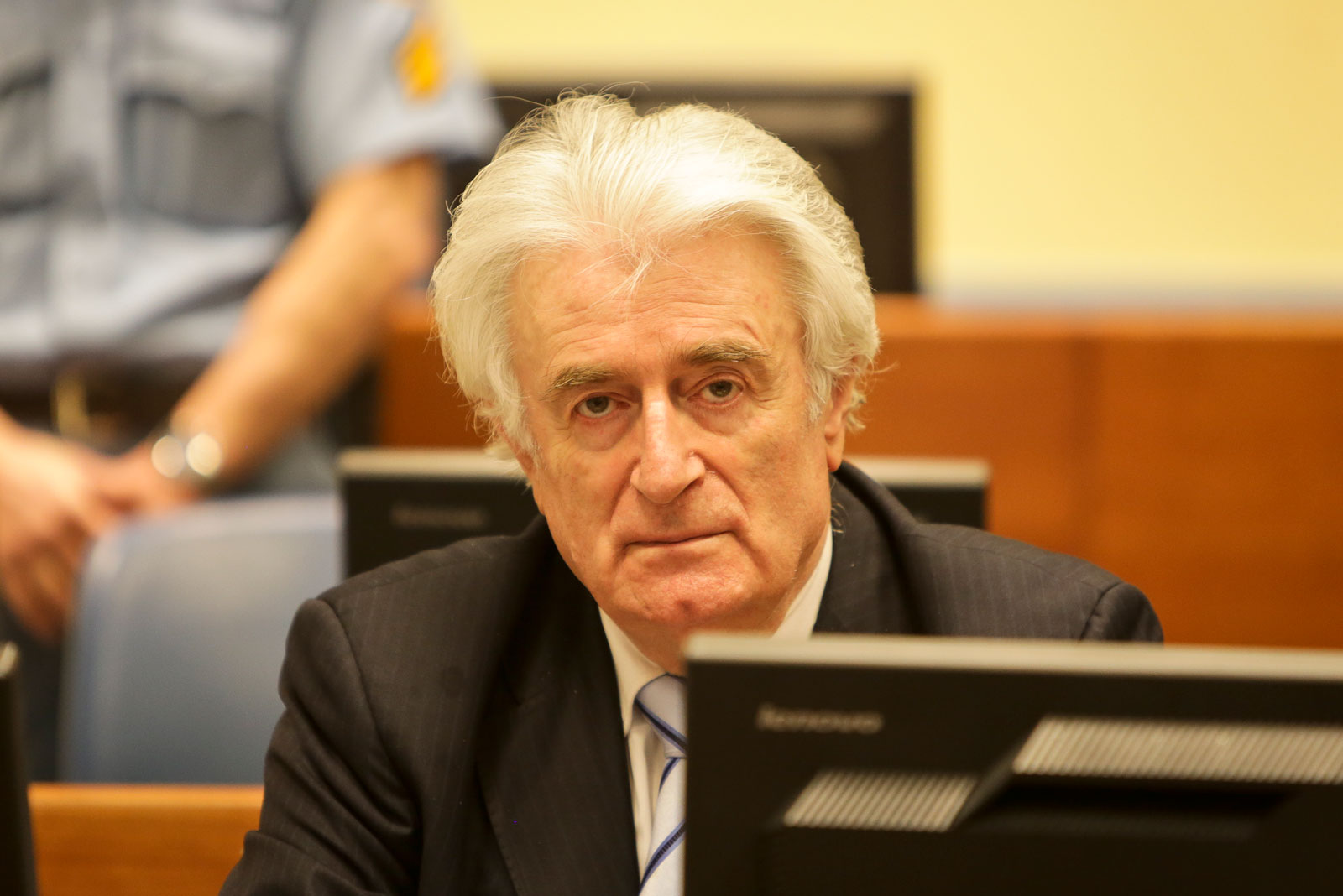 Radovan Karadzic at the beginning of his trial judgement, 24 March 2016.