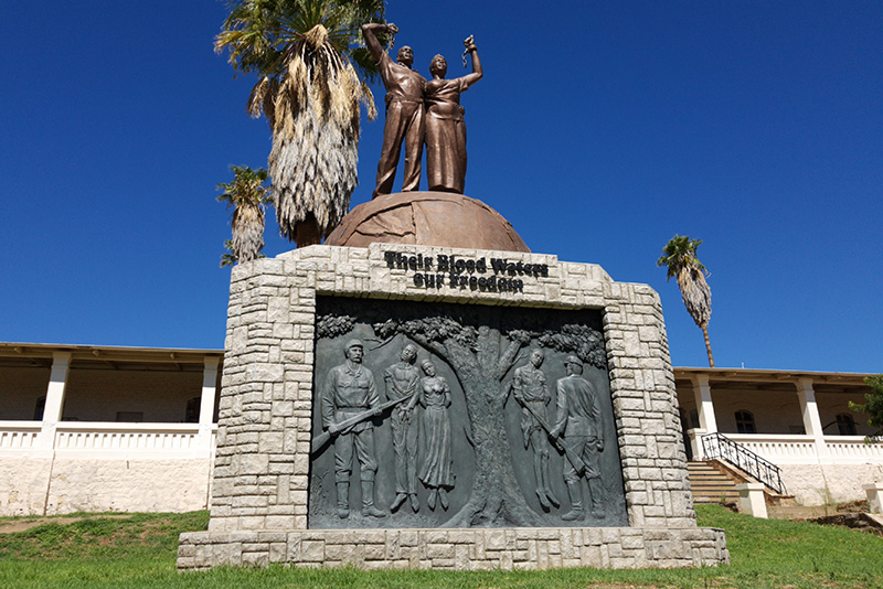 The Herero genocide memorial in Windhoek, the capital of Namibia, 2018.